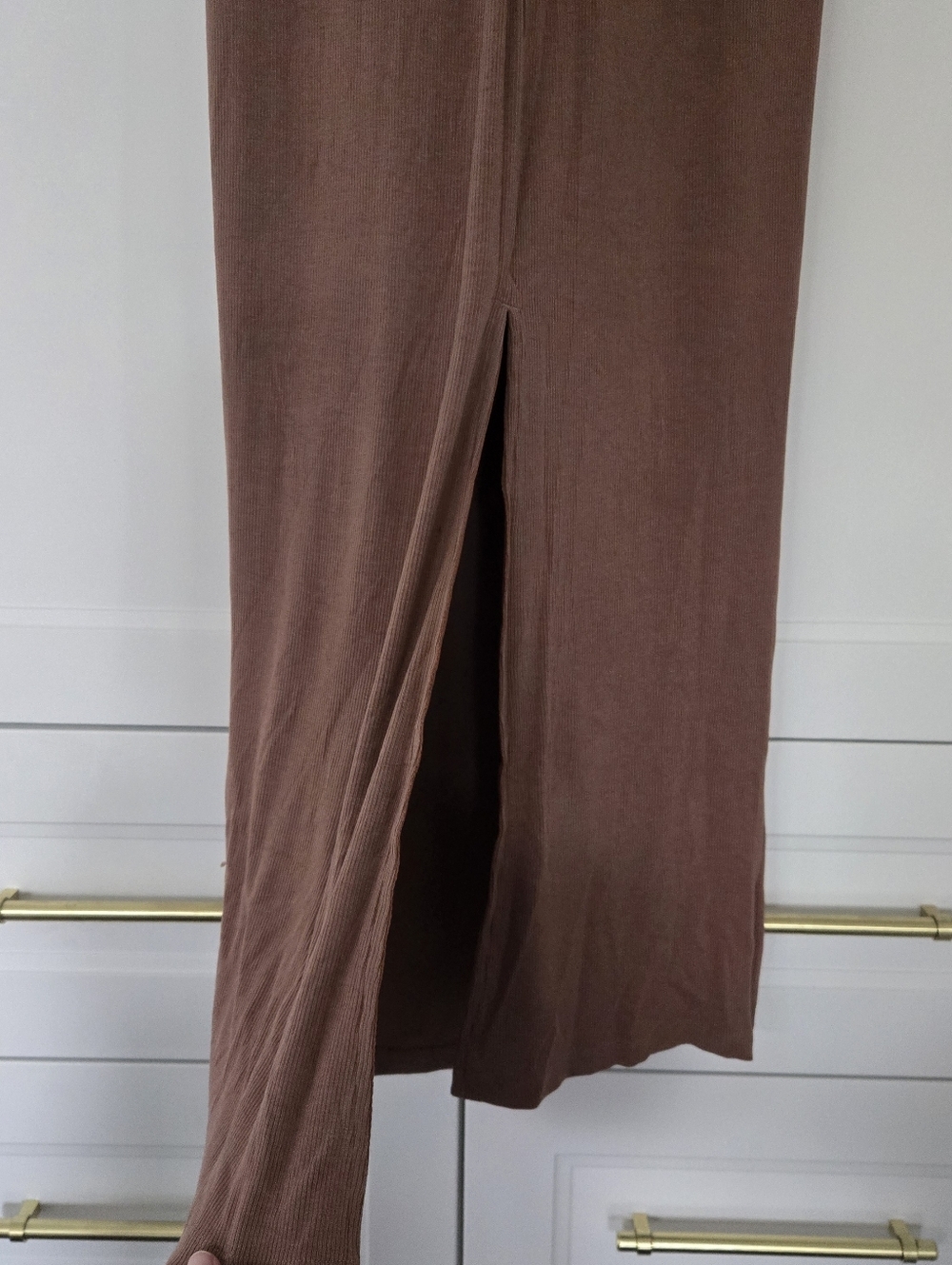 NWT Popilush Shapewear Modal Sleeveless Mock Neck Slimming Maxi Dress Brown Tan - Picture 16 of 16